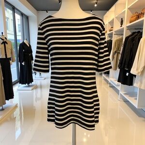 Ellen Tracy Black & White Striped Knit Top Size XL